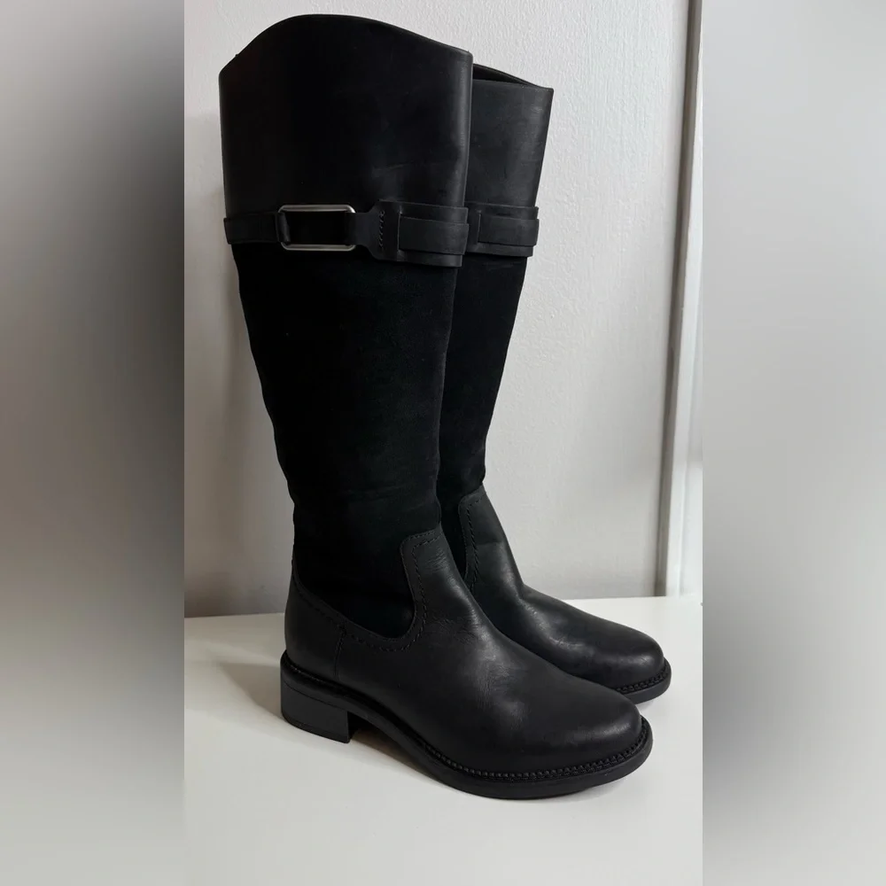 Clarks Women's Maye Carly Knee High Boot Leather / Suede Black US 6.5 NWOT